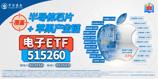 蘋果產(chǎn)業(yè)鏈嗨了！蘋果擬接入國產(chǎn)AI大模型，覆蓋“蘋果+芯片”產(chǎn)業(yè)鏈的電子ETF（515260）盤中漲近3%