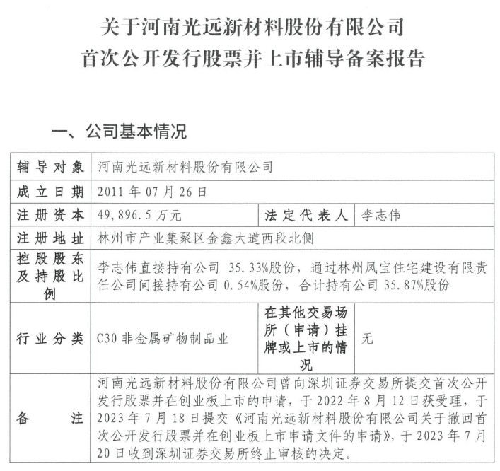 光遠(yuǎn)新材重啟IPO！已接受國泰海通輔導(dǎo)